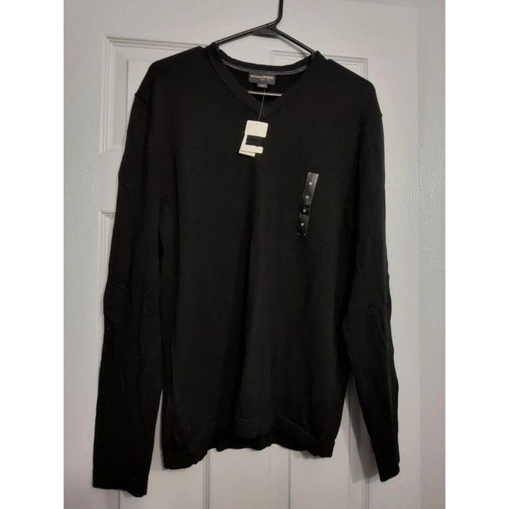 Banana Republic NWT men's black 100% cotton V-neck sweater size M